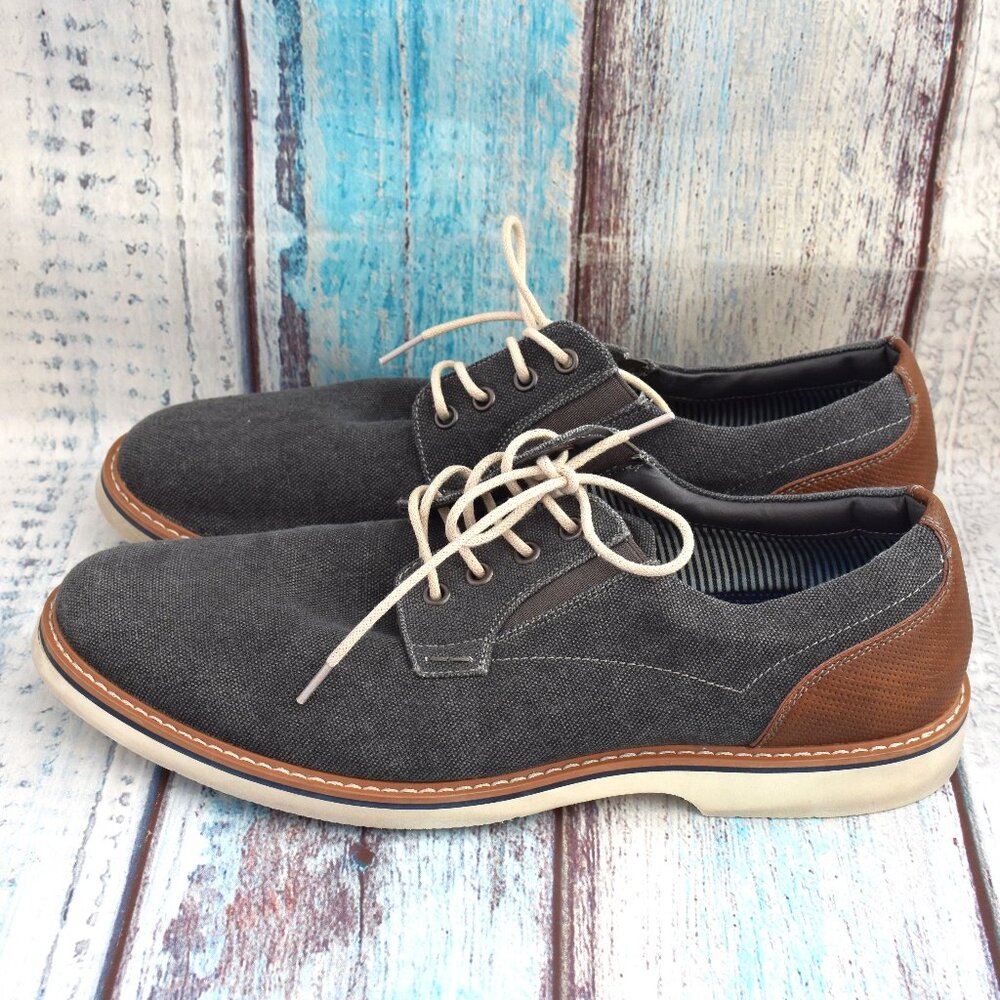Men's Nunn Bush Otto Comfort Gel Gunmetal Canvas Oxford 11.5M Gray 84856-025